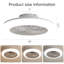 Ventilateur de plafond fermé de 18 pouces avec lumière et télécommande, ventilateur encastré moderne à profil bas sans pales pour la salle à manger de la cuisine de la chambre à coucher