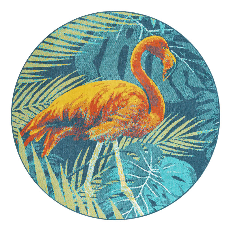 Floral Indoor / Outdoor Rug, Round 7'1"