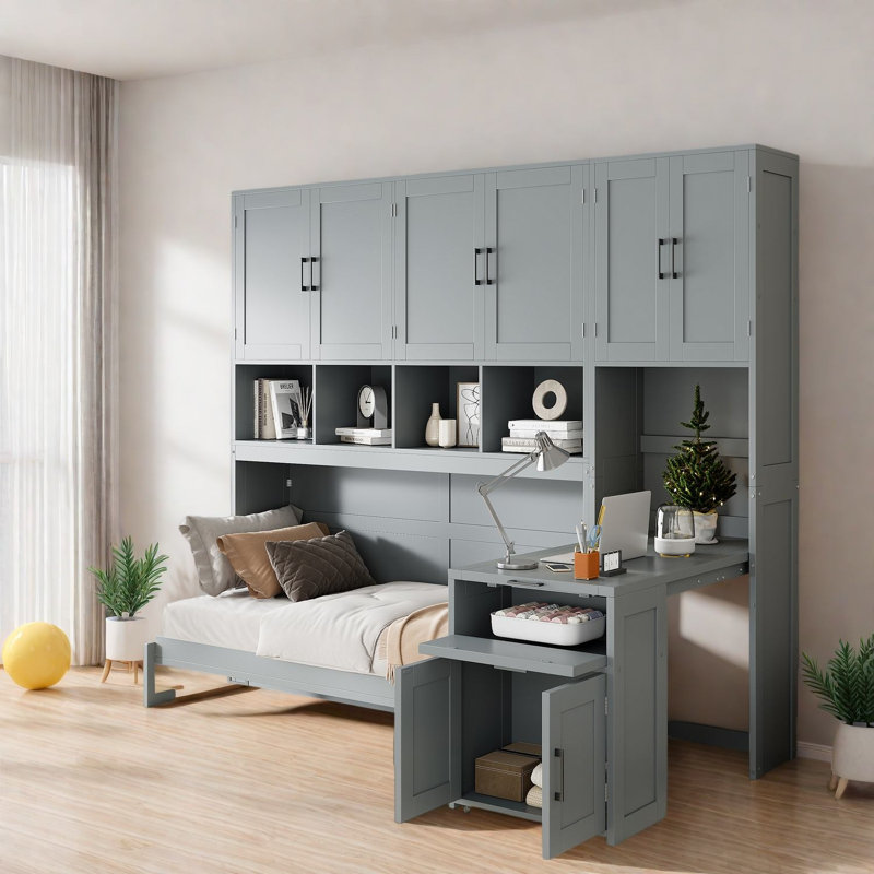 Lits peu encombrants avec rangement, lit escamotable simple en MDF pour bureau personnel