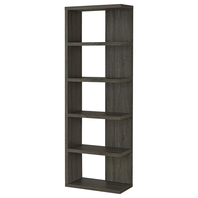 Weathered Grey Bookcase With 5 Levels | Versatile For Office And Home Spaces Tiered Shelves Enhance Your &