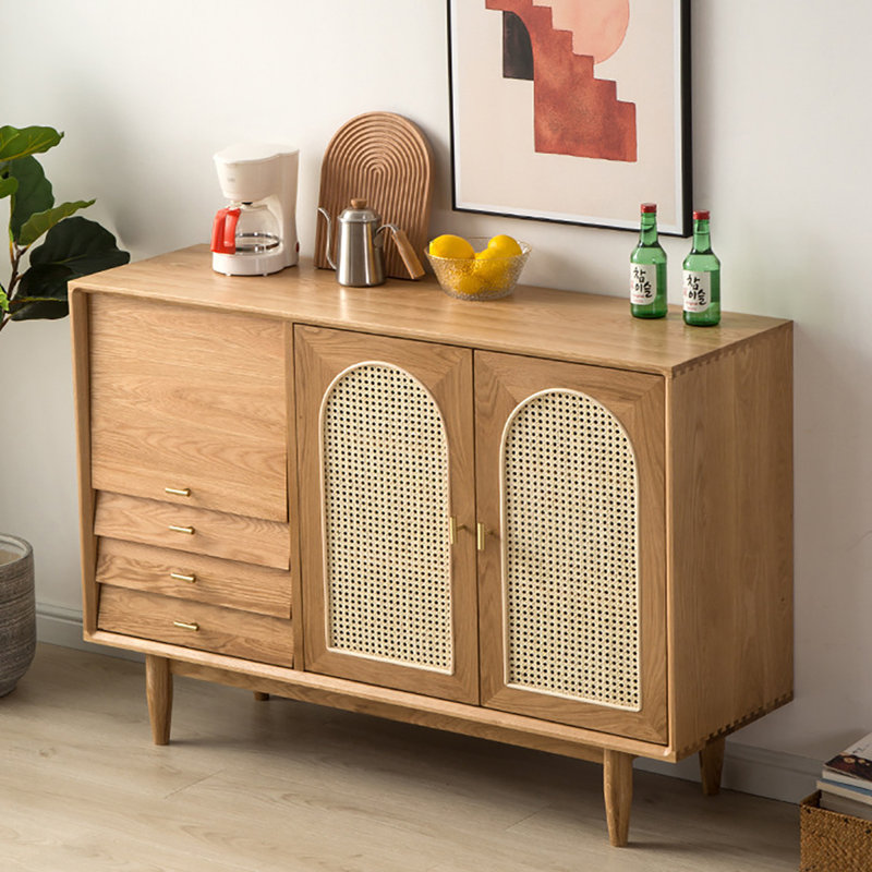 Buffet nordique japonais en rotin simple, H 37,4 po x l 55,1 po x P 15,7 po