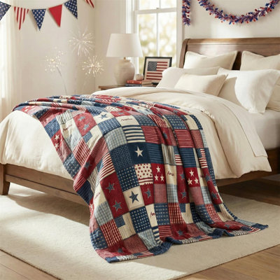 4 juillet jeté de flanelle, patriotique, jour des anciens Combattants, drapeau américain, douces couvertures en molleton douillet pour canapé-lit, cadeaux idéaux pour les adultes 50 x 40