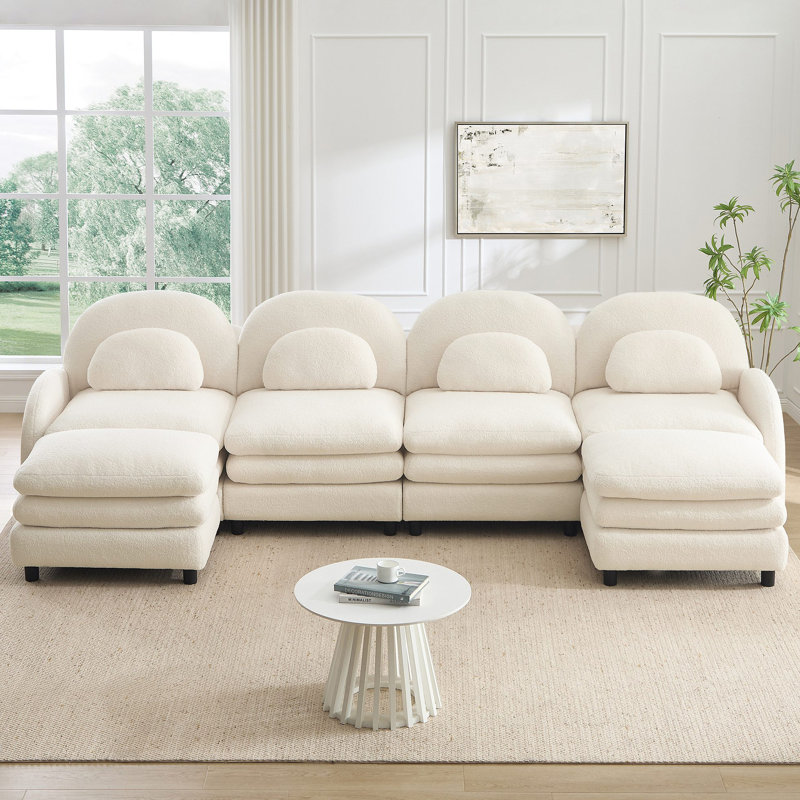 Canapé 4 places Teddy, 35.4" H x 129.1" W x 33.8" D, Beige