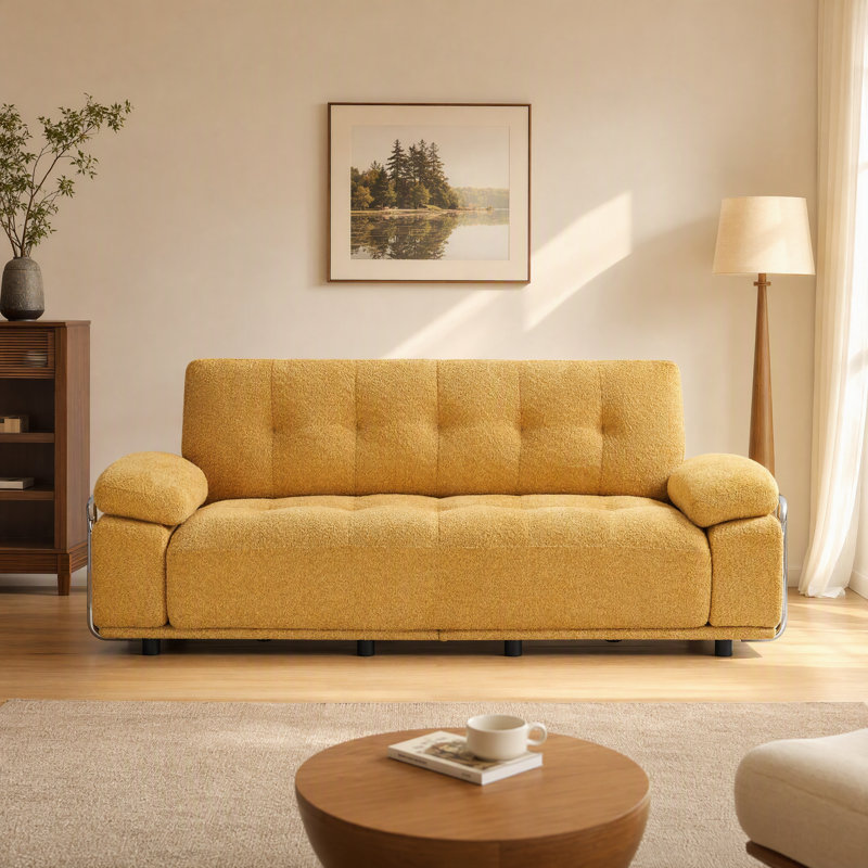 88.98''W Modern Upholstered Sofa,35.43''D Deep Seating Compressed Seat Cushions,33.86''H Chenille Fabric Sofa for Small Living Room,Apartment