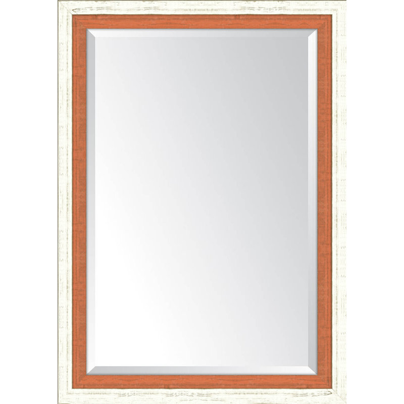 Wood Flat Wall Mirror, 42" H x 30" W, Orange