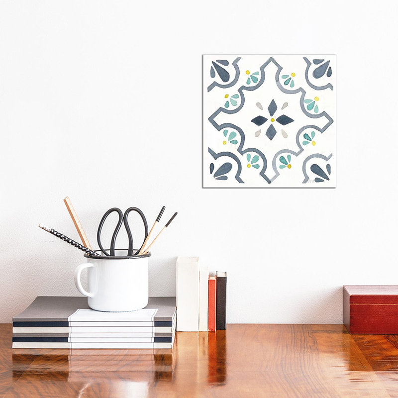 Garden Getaway Tile II White by Laura Marshall - Wrapped Canvas Painting, 30.48cm H x 30.48cm W x 1.91cm D