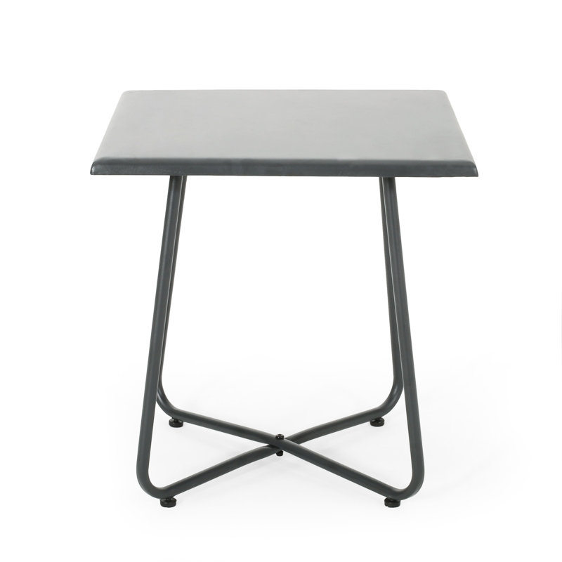 Modern Side Table With Bold Straight Legs And Steel Construction A Iron Base Complementing Flair, Grey