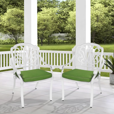 Cathlene Premium All-Weather Wicker Outdoor Stacking Dining Armchair with Cushion