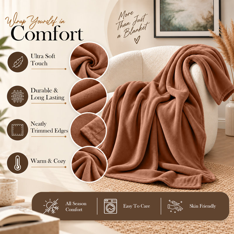 Imperial Homeware London Knitted Blanket, Single, Rust