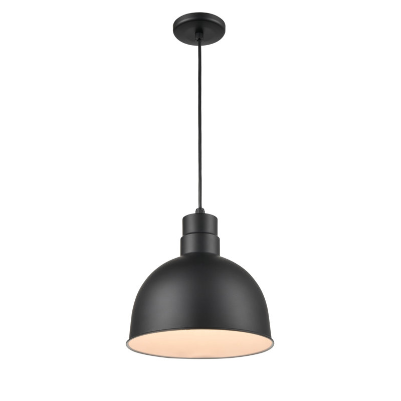 Bol profond suspendu 1 lumière DEL Kaden noir satiné, 11.5" H x 12" W x 12" D