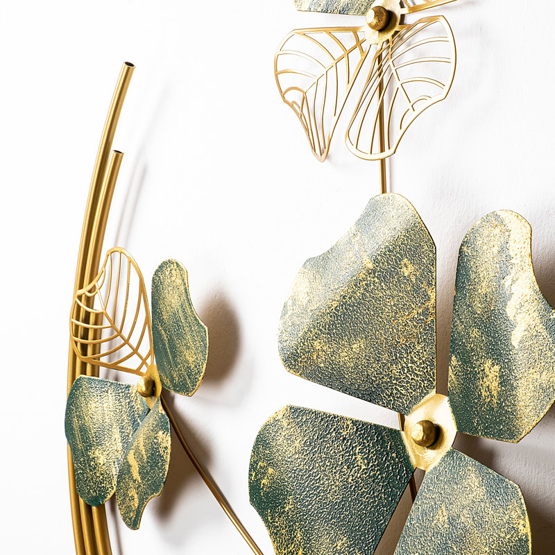 Hand-Painted Decorative Metal Wall Accessory, 19.7 x 19.7 x 2.0 Inches | 100% Metal Construction, Unique Green and Gold Design | Easy Wall Hanging, Perfect for Home Decor & Art Enthusiasts
