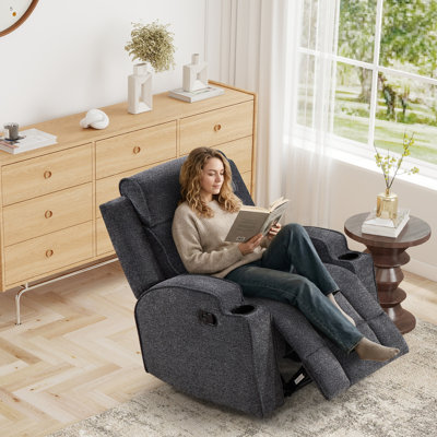 Fauteuil inclinable manuel de 31,5 po de largeur avec deux porte-gobelets et revêtement en microfibre douce