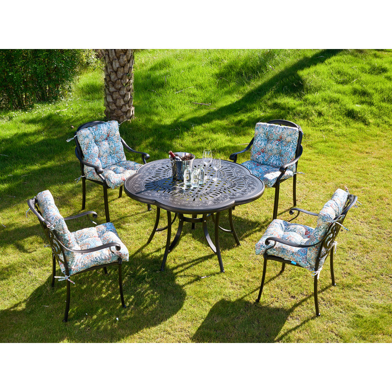 Outdoor 4'' Seat / Back Cushion, Blue Floral 2