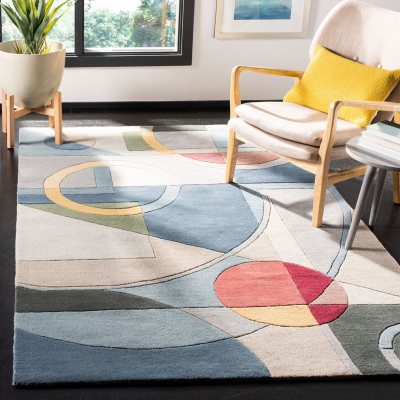 Charbonneau Drive Hand Tufted Wool Abstract Rug, Rectangle 5' x 8'
