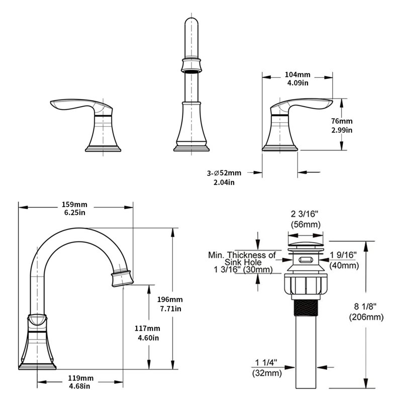 Bathroom faucet with 360 degree turn spout, Brushed Nickel
