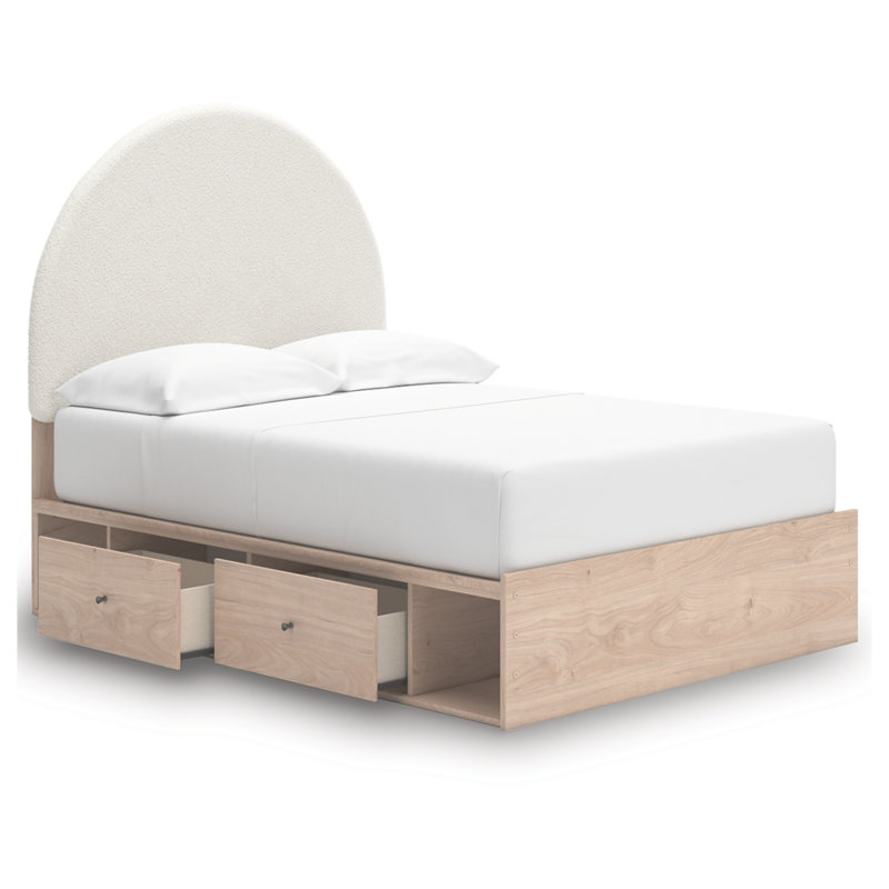Lit à panneau tapissier double avec rangement Saugus, Lit double