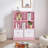 Amaiah 3-Tier Storage Bookcase, 7 Cube Open Shelves with Fabric Drawers, Wood Display Cabinet