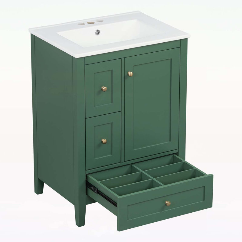 Versatile Bathroom Vanity with Ample Storage and Long-Lasting Quality, Dark Green