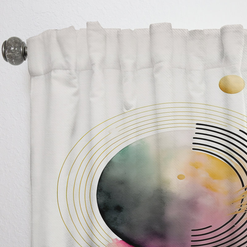 Alderfield - Colorful Circular Abstract I - Modern Velvet Curtain - Room Darkening - 1 panel, 52" W x 84" L