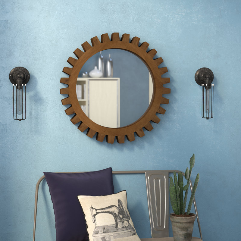 Miroir d'appoint Kazmira Cog, Brun moyen, 26 po x 26 po