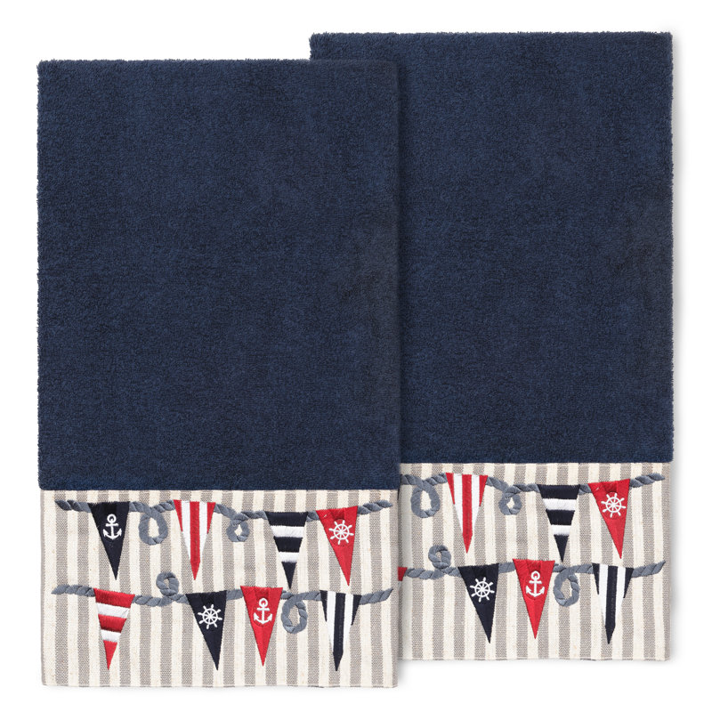 Ensemble de serviettes de bain en coton turc 2 pièces ETHAN, Bleu minuit