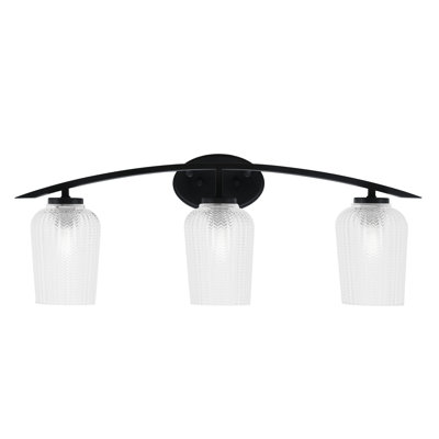 Kurve 3 Light Bath Bar With 5" Textured Glass