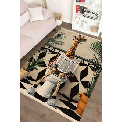 Nov Tapis fantaisie girafe sur une toilette