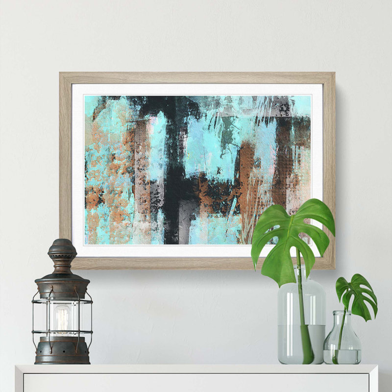 Abstract Vol.175 by S.Johnson - Single Picture Frame Painting, 33cm H x 45cm W x 2cm D, Oak Framed