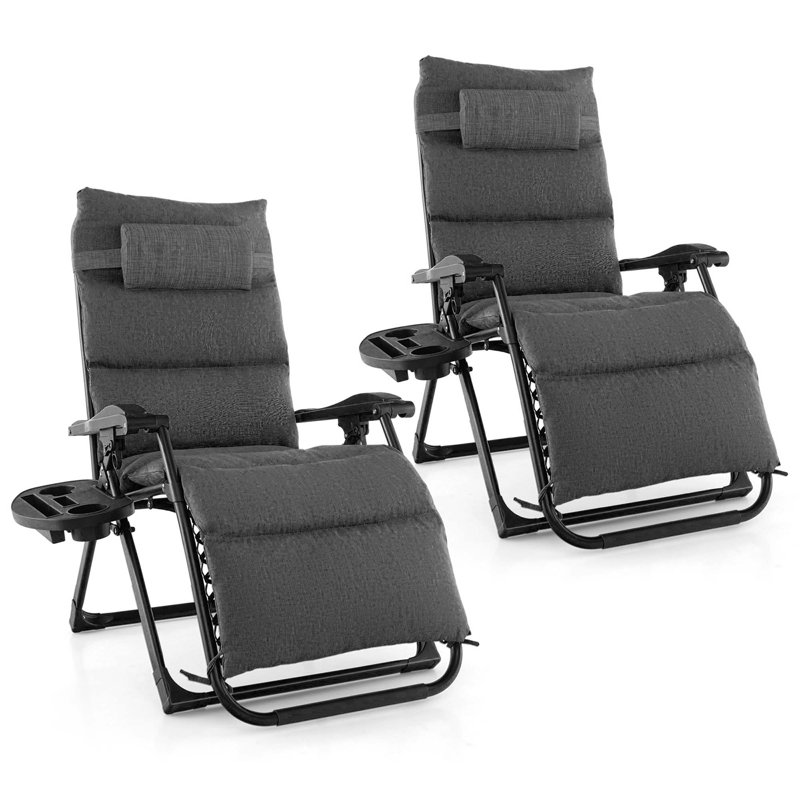 Chaise pliante zéro gravité avec coussin Garriga, gris