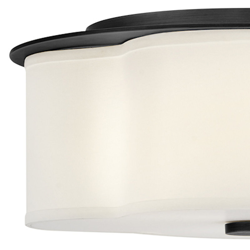 Black and White Etched Glass 3-Light LED Flush Mount Ceiling Light