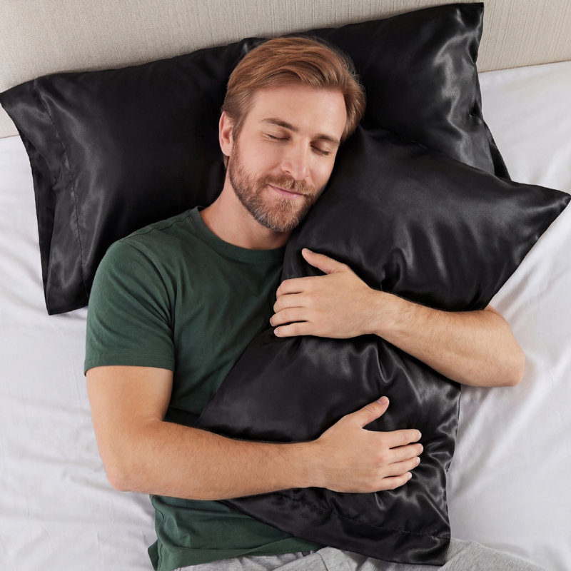 Polyester Pillowcase with Envelope Closure, Black, Standard Pillowcase 