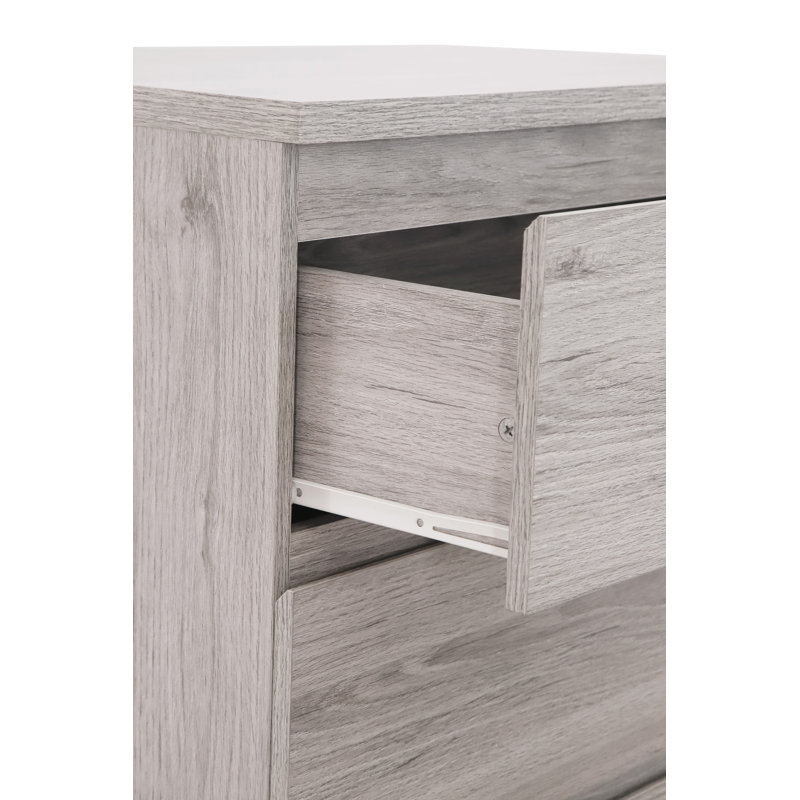 Binne 45cm W Manufactured Wood Bedside Table, Grey 