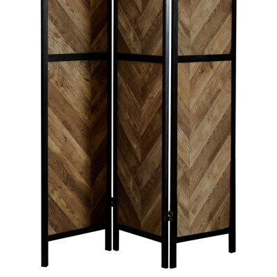 3 moustiquaires rustiques à motif de chevrons, solution d'intimité et de style pour la pièce, paravent 68,41 po x 52 po x 0,76 po