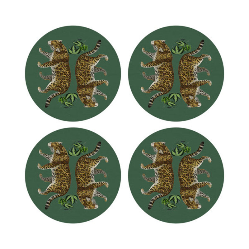 Leopard Seeing Double Pebble 16" Vinyl Placemat, Evergreen