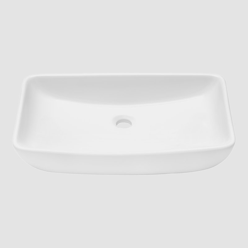 24" x 15" White Ceramic Rectangular Bathroom Vessel Sink