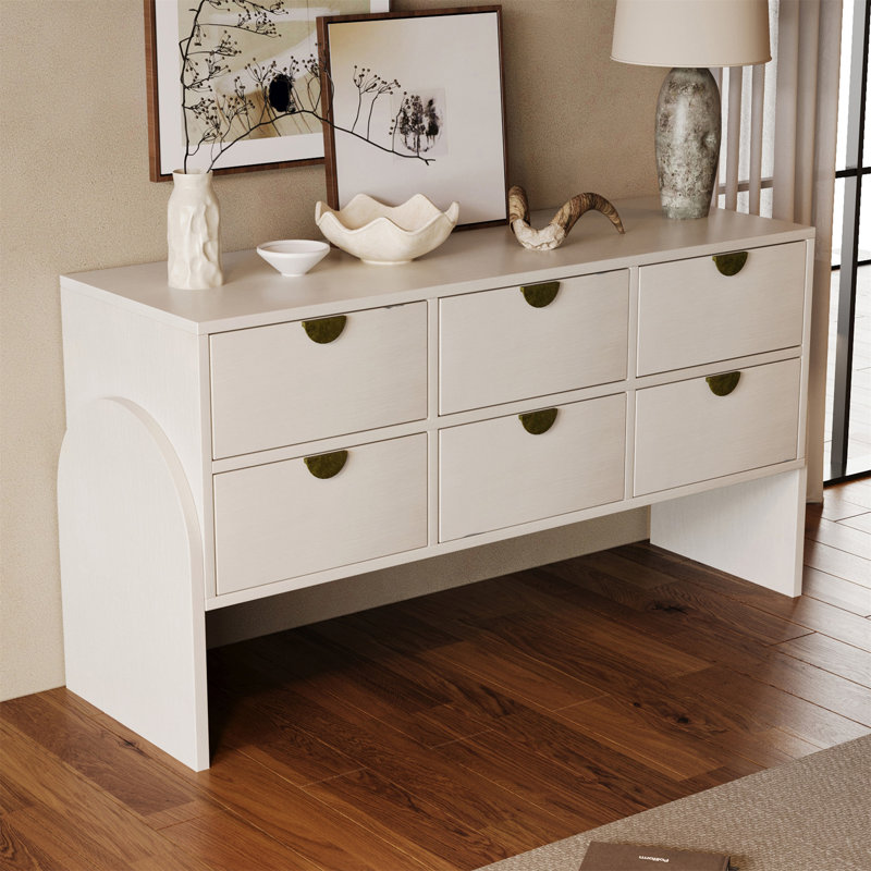 Commode en placage de bois d'hévéa avec commode à six tiroirs, commode et vestibule