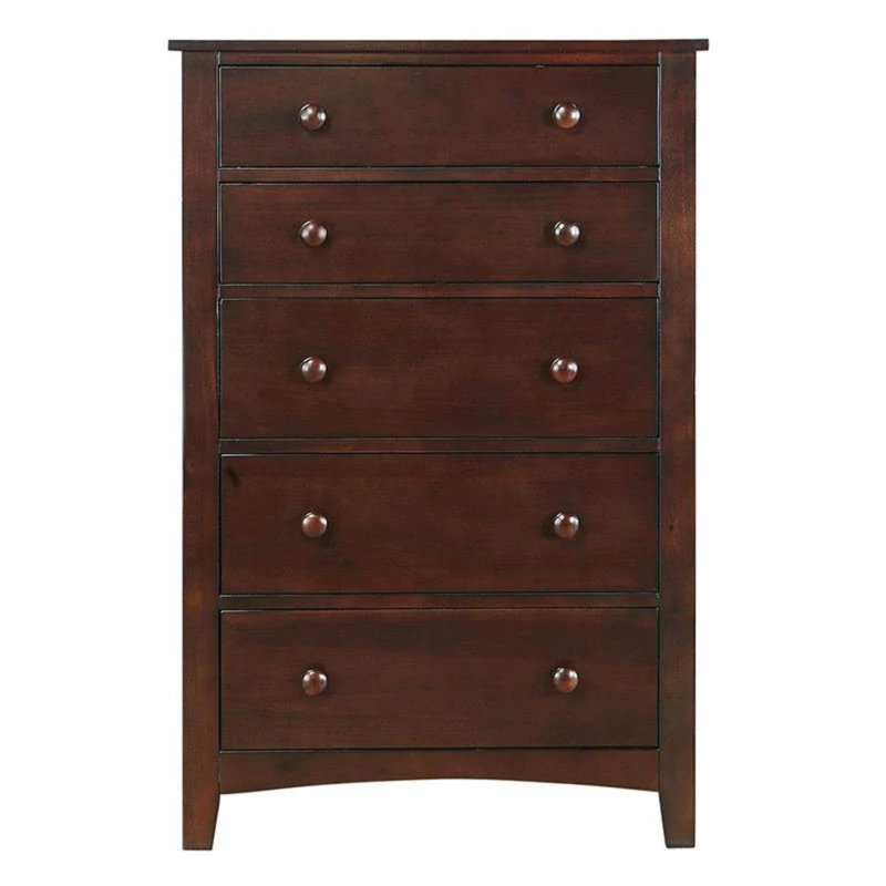 Commode 5 pièces à finition contemporaine, Mélange de bruns