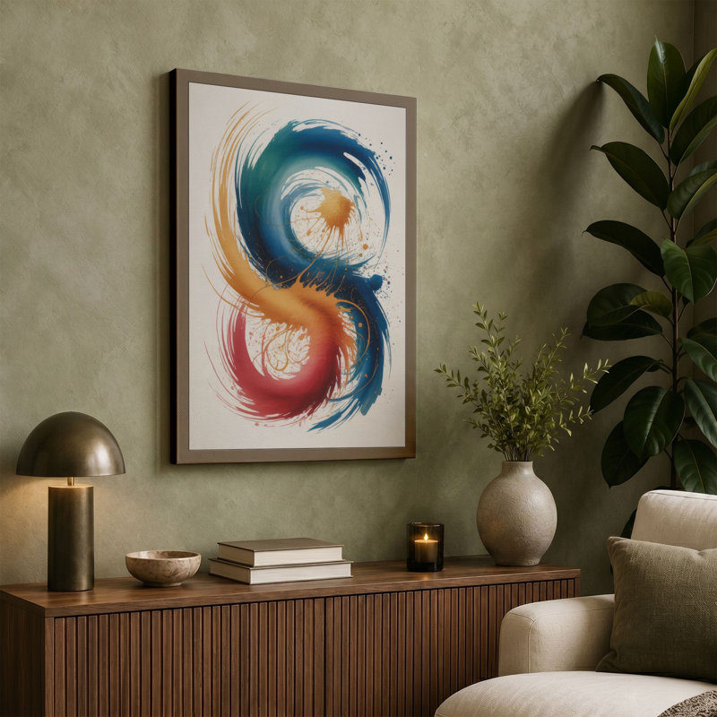 Flowing Infinity Modern - Wrapped Canvas, 30x20 - 76.2 x 50.8 cm, Teal Border
