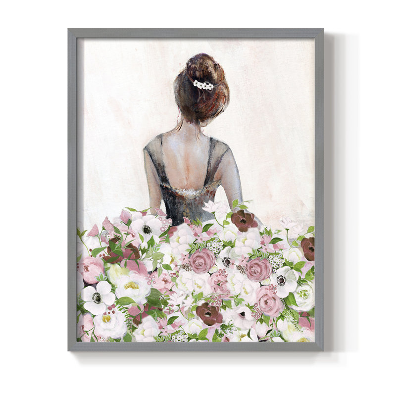 «Beautiful Floral Contemplation I», reproduction encadrée - bois massif, H 20 po x l 16 po, Encadrement doré
