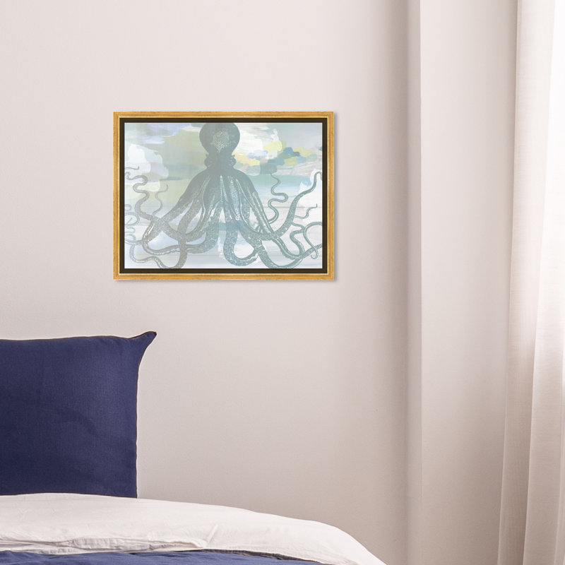 Reproduction d’art graphique, « Coastal Sea Breeze », Encadrement doré, H 30 po x l 40 po x 1,5 po