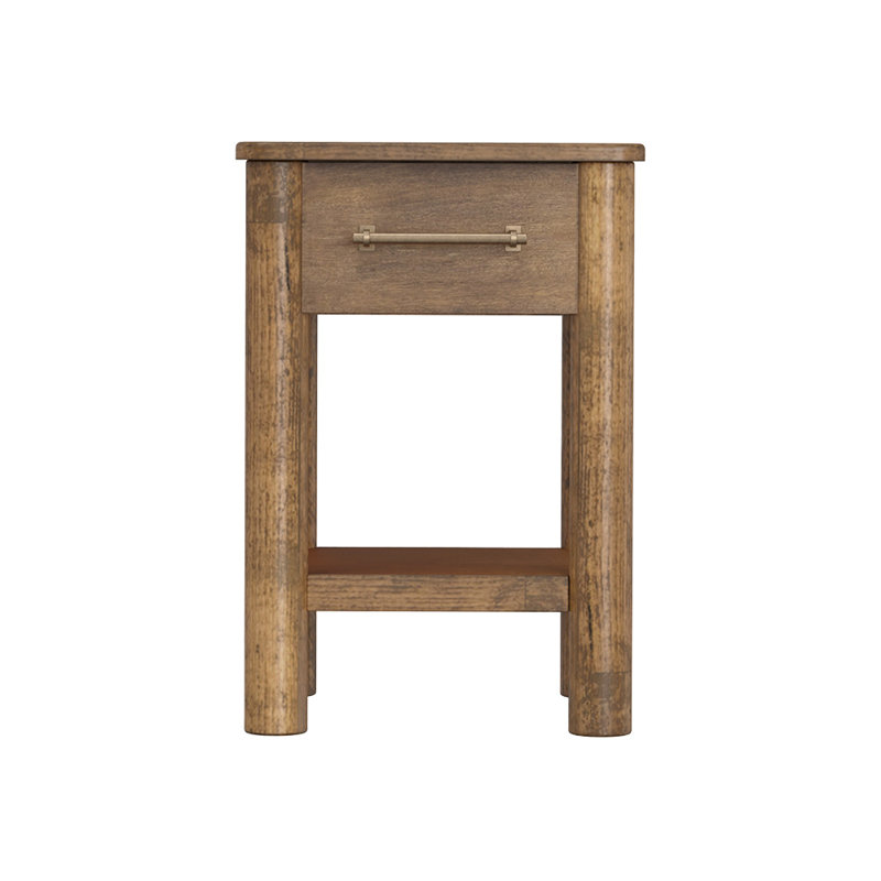 Quinn Solid Wood End Table with Storage, 25.5" H x 17.75" W x 17.75" D