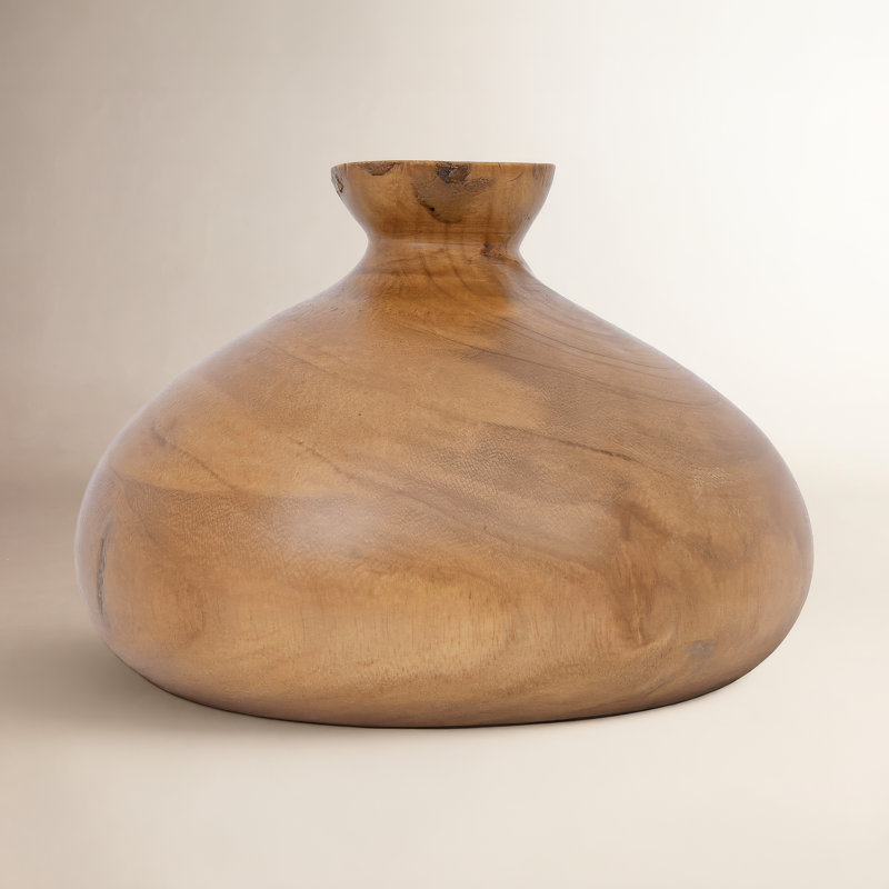 Vase de table en bois massif, Brun