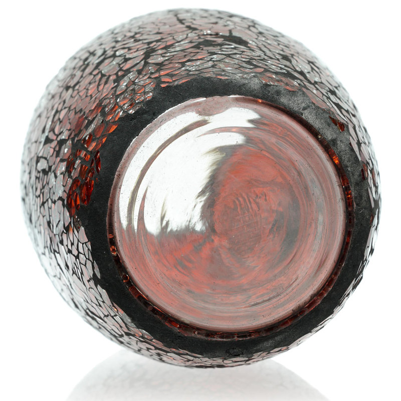 Thornton Handmade Glass Table Vase, Red Silver Rose