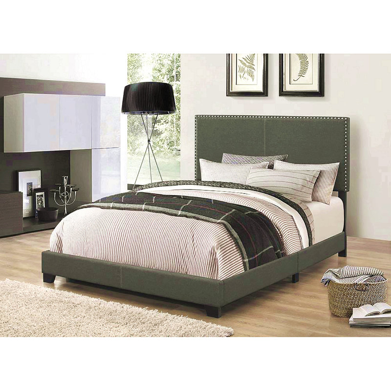 Charcoal Full Bed With Nailhead Trim, Charcoal, Full