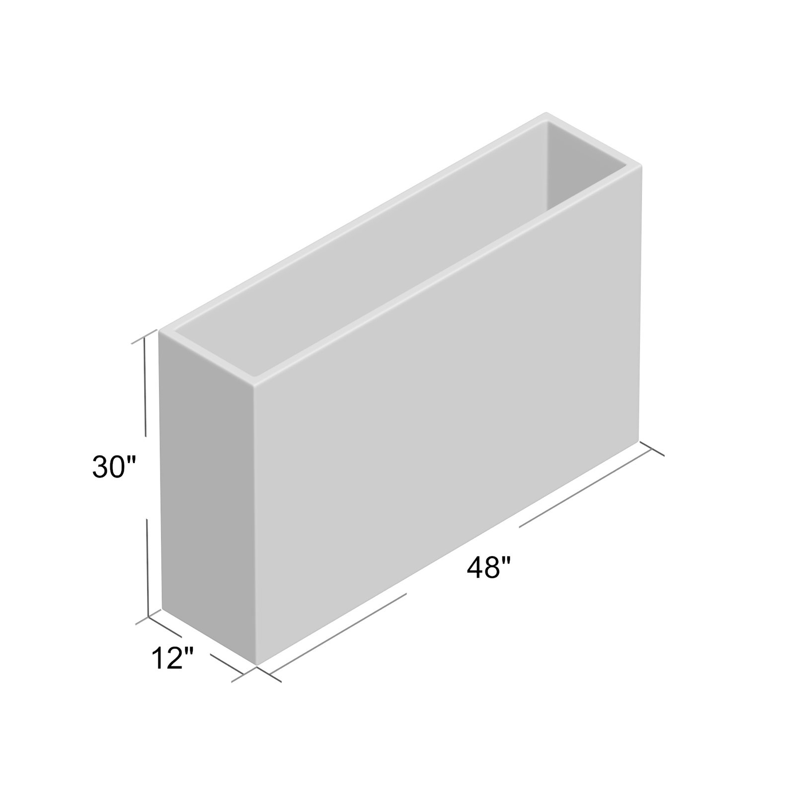Connoisseur Planter Box, 30" H x 48" W x 12" D, Brown