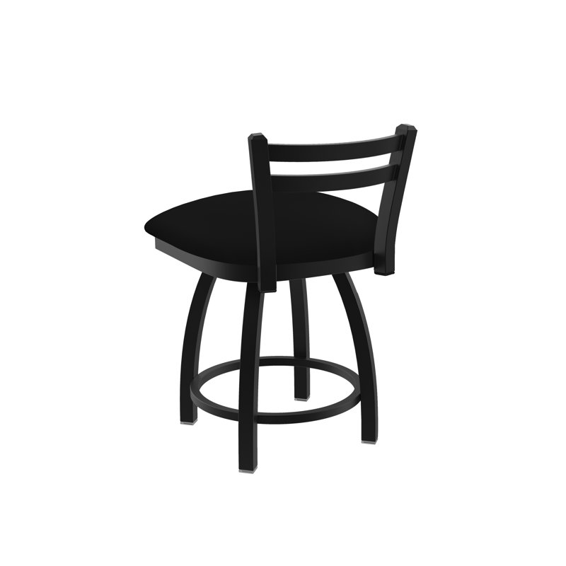 Tabouret de coiffeuse en métal Jackie, Vinyle - Vinyle noir, Noir froissé