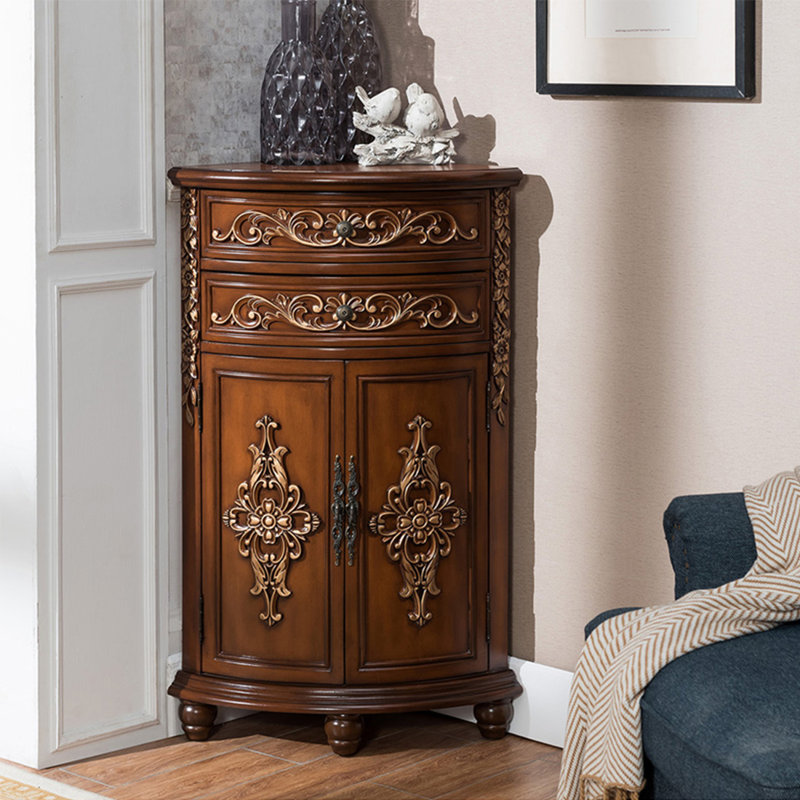 Armoire de coin multifonctionnelle de style américain, Brun