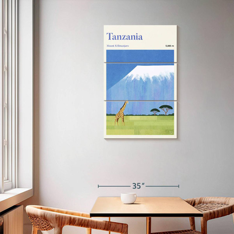 Affiche de voyage Masam Tanzanie Kilimanjaro, H 57 po x l 36 po