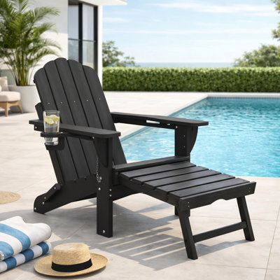 HDPE Foldable Adirondack Rocking Chairs with Retractable Ottoman