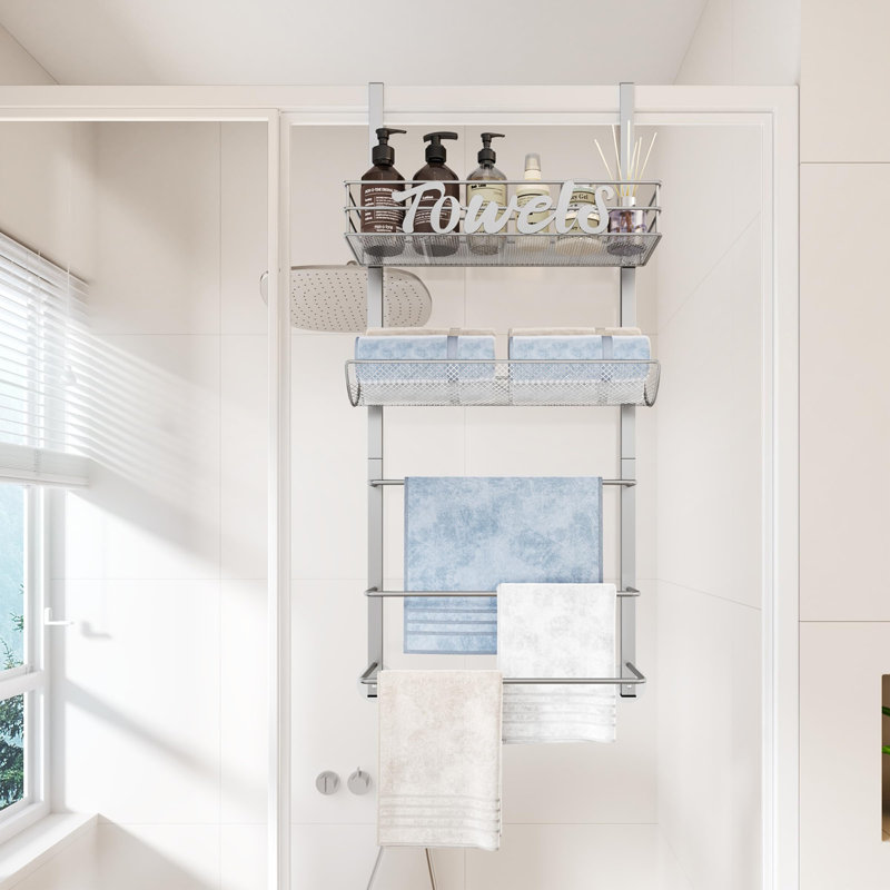 Over-the-Door Towel Rack, Silver